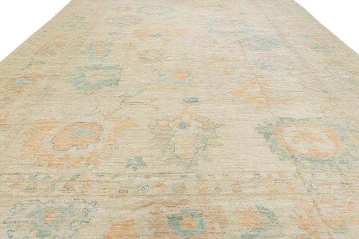 Modern Oushak Wool Rug 14 X 17