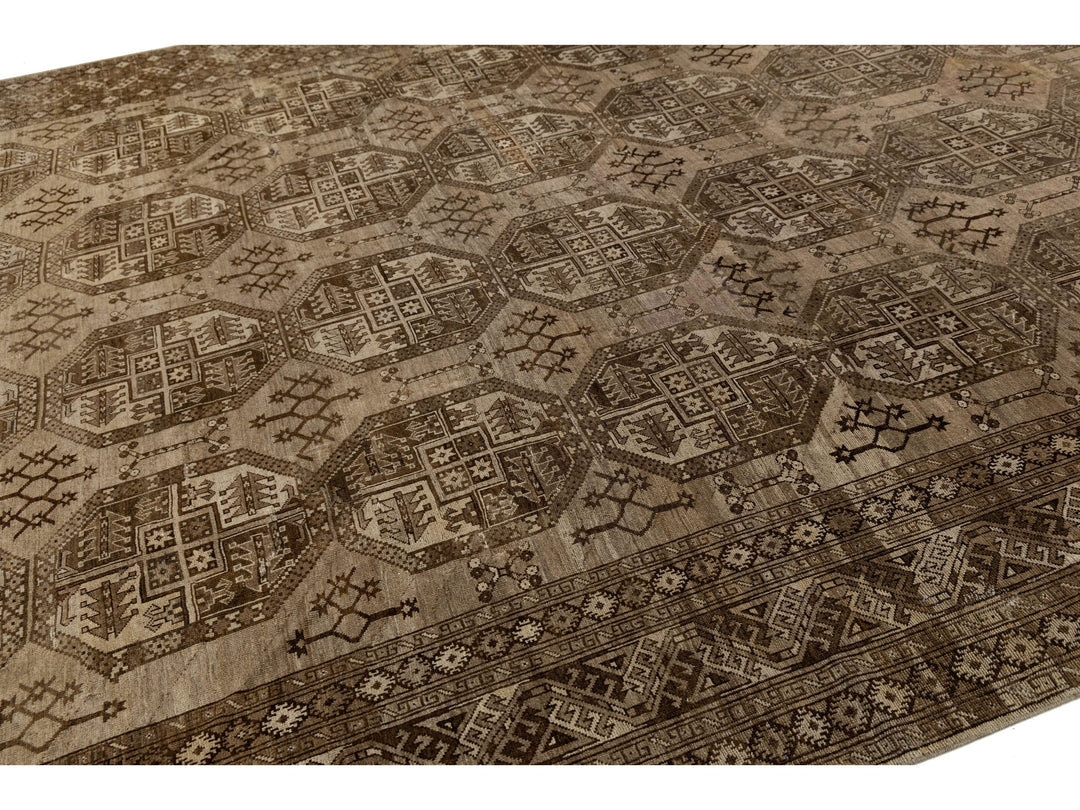 Antique Turkmen Wool Rug 11 X 16