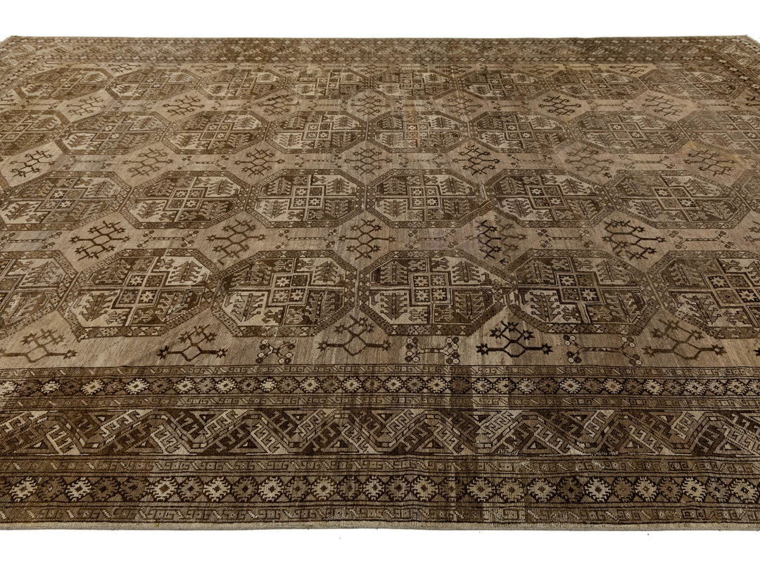 Antique Turkmen Wool Rug 11 X 16