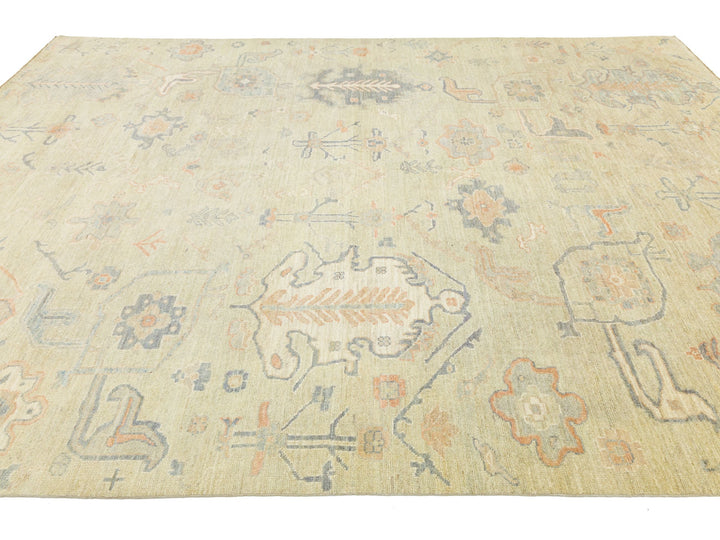 Modern Oushak Wool Rug 9 X 12