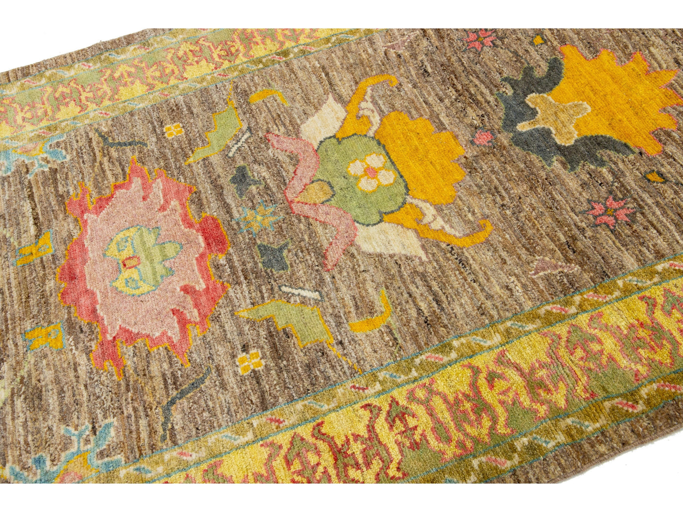 Modern Turkish Oushak Wool Runner 4 X 10