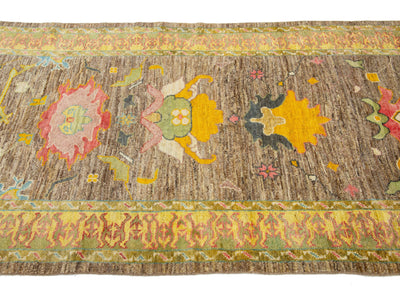 Modern Turkish Oushak Wool Runner 4 X 10