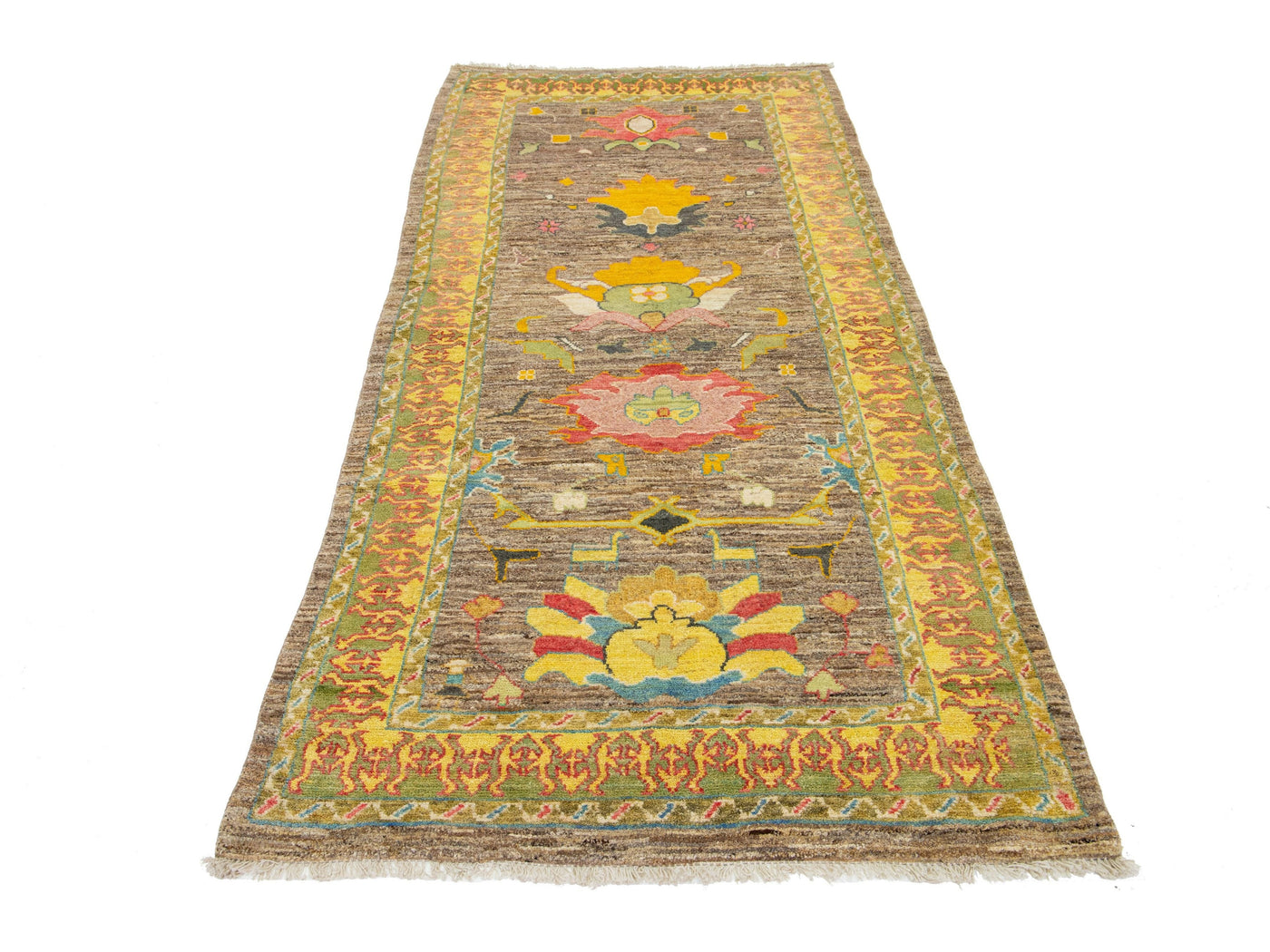 Modern Turkish Oushak Wool Runner 4 X 10