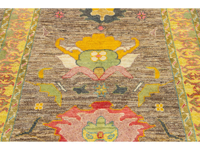 Modern Turkish Oushak Wool Runner 4 X 10