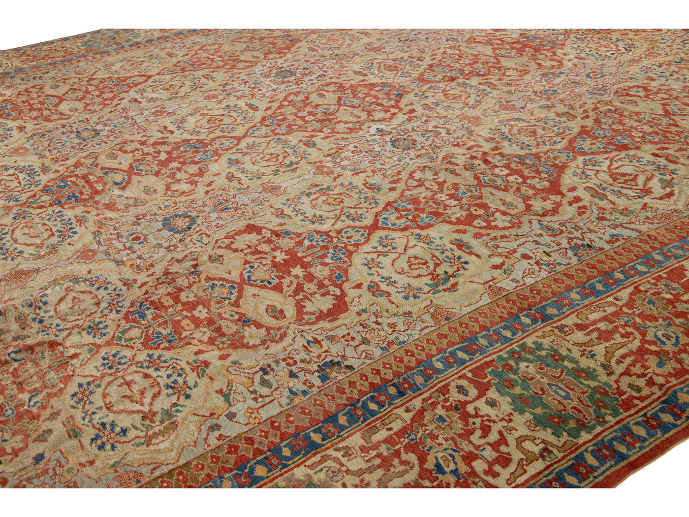 Antique Persian Sultanabad Wool Rug 14 X 16