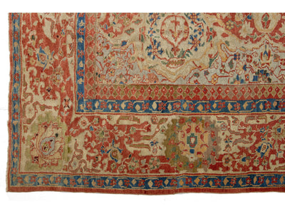 Antique Persian Sultanabad Wool Rug 14 X 16