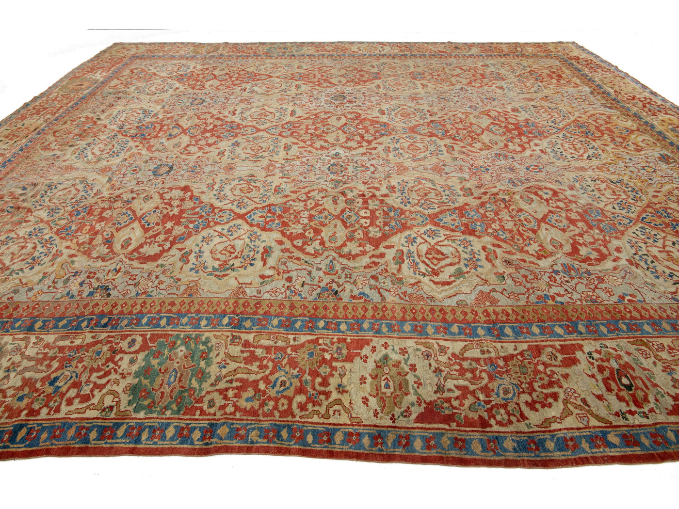 Antique Persian Sultanabad Wool Rug 14 X 16