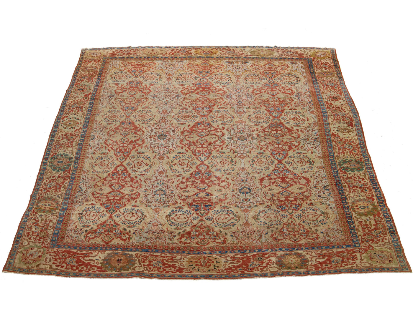 Antique Persian Sultanabad Wool Rug 14 X 16