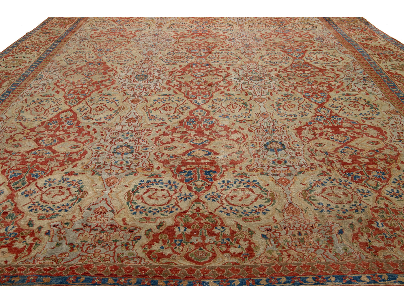 Antique Persian Sultanabad Wool Rug 14 X 16