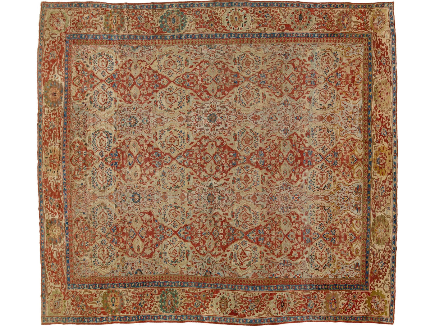 Antique Persian Sultanabad Wool Rug 14 X 16