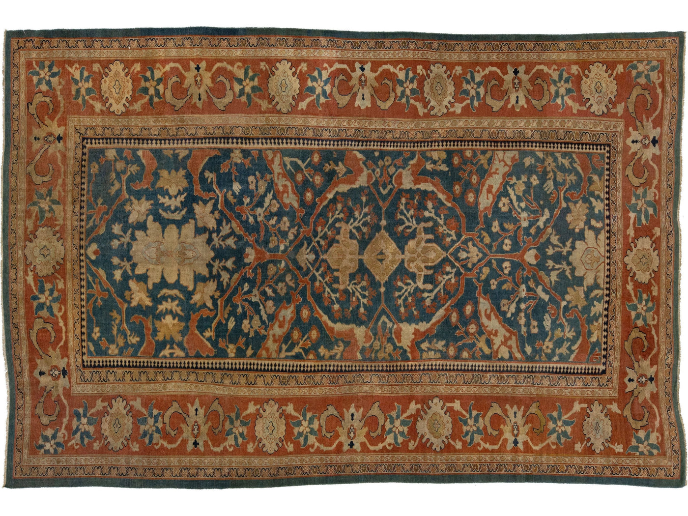 Antique Persian Sultanabad Wool Rug 9 X 13