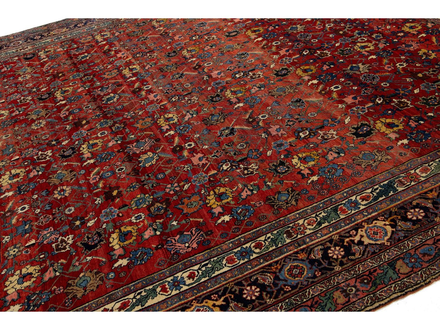 Antique Persian Bidjar Wool Rug 11 X 12