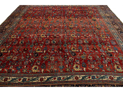 Antique Persian Bidjar Wool Rug 11 X 12