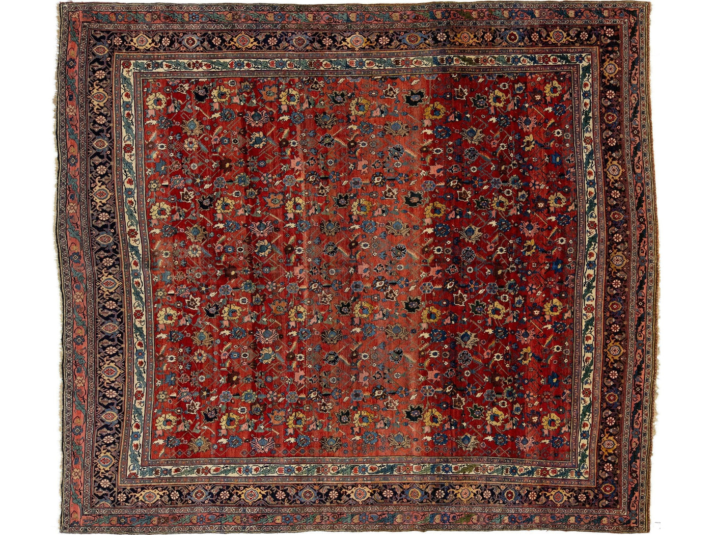 Antique Persian Bidjar Wool Rug 11 X 12