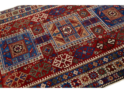 Antique Kazak Wool Rug 5 X 7