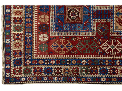 Antique Kazak Wool Rug 5 X 7