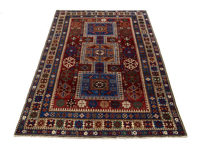 Antique Kazak Wool Rug 5 X 7