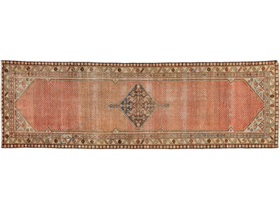 Antique Hamadan Wool Runner 3 X 10