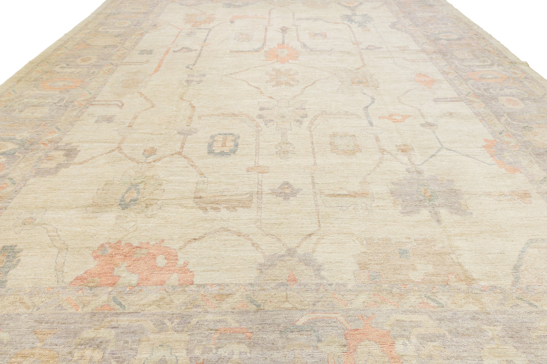 Modern Oushak Wool Rug 13 X 17