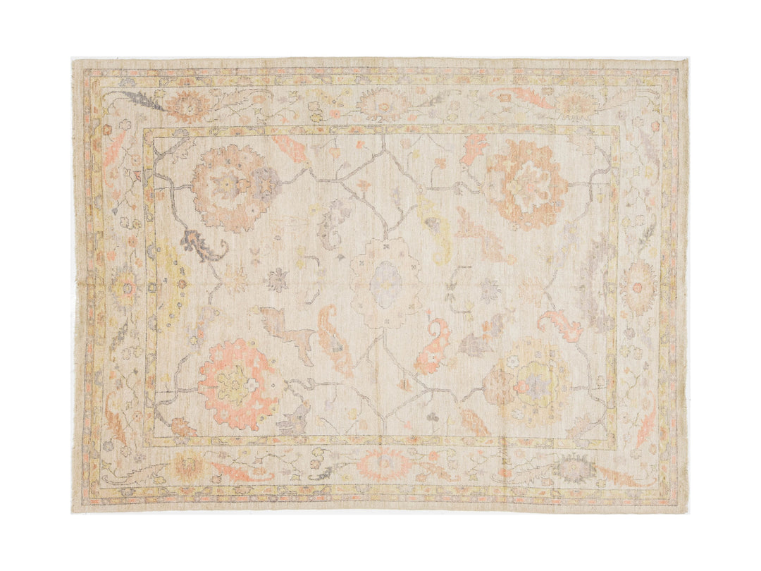 Modern Oushak Wool Rug 9 X 12