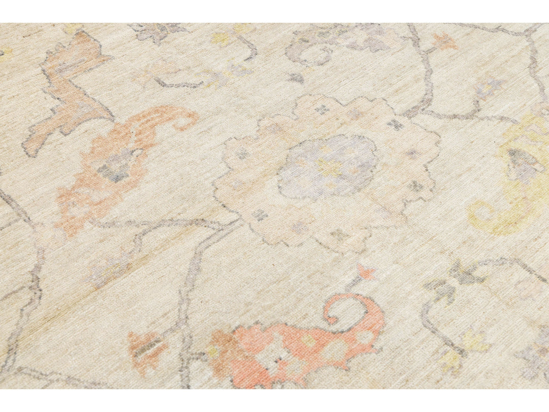 Modern Oushak Wool Rug 9 X 12