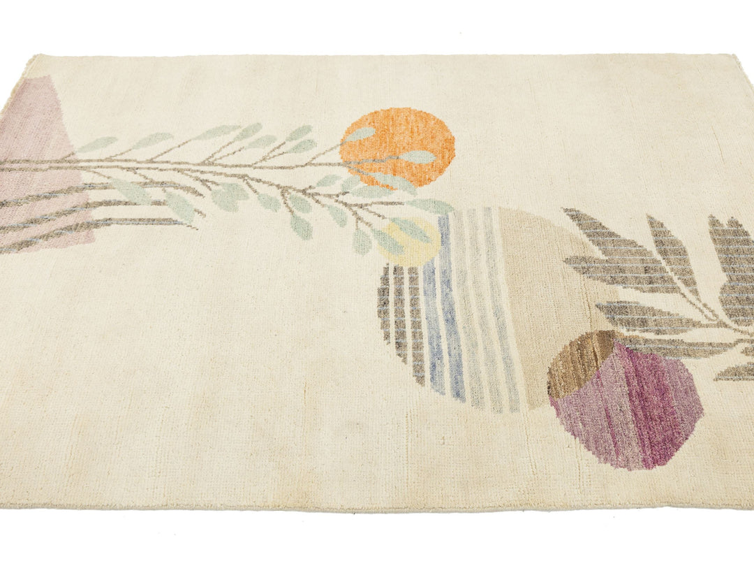 Modern Art Deco Wool Rug 4 X 6