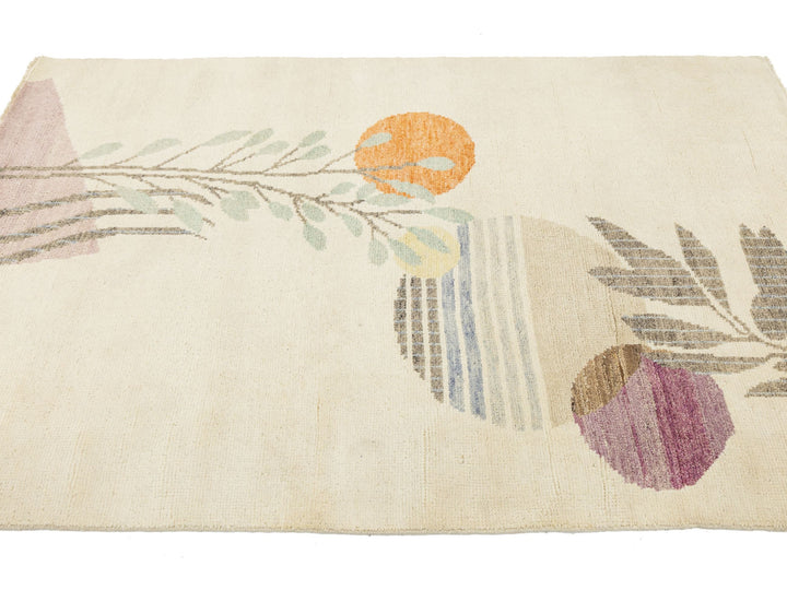 Modern Art Deco Wool Rug 4 X 6