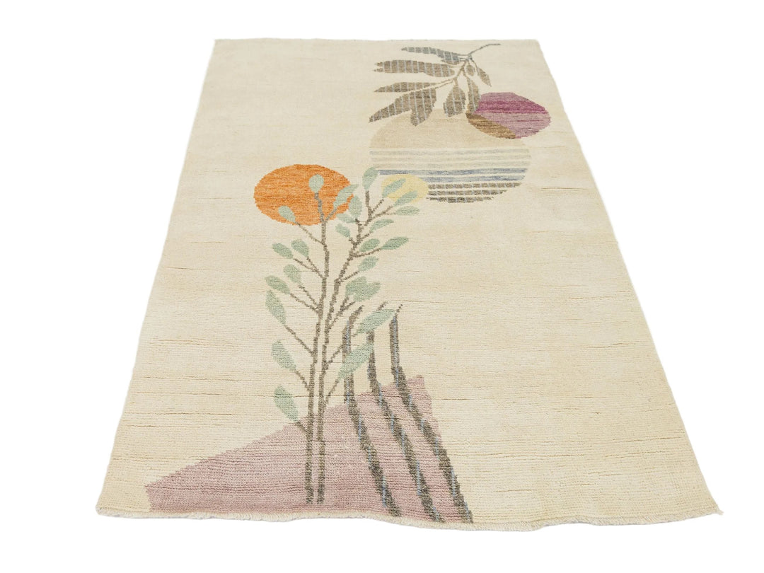 Modern Art Deco Wool Rug 4 X 6