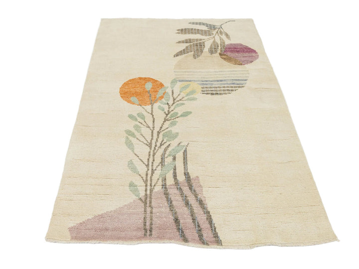 Modern Art Deco Wool Rug 4 X 6