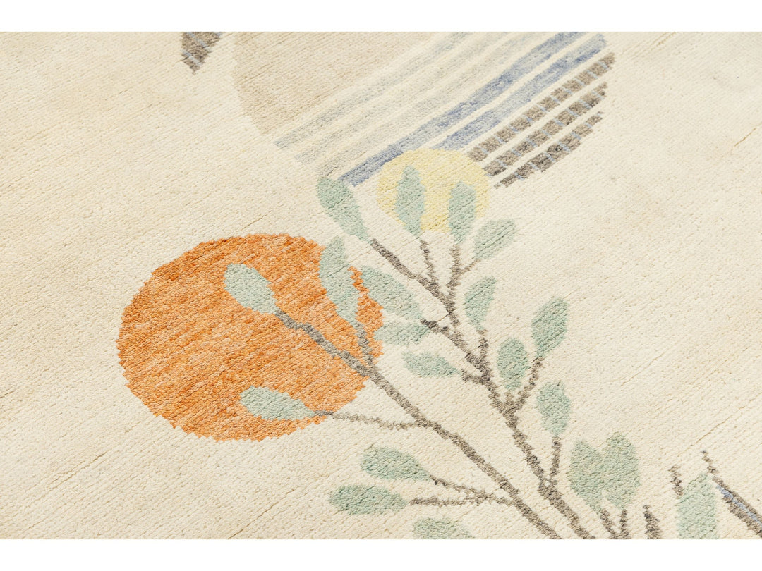 Modern Art Deco Wool Rug 4 X 6