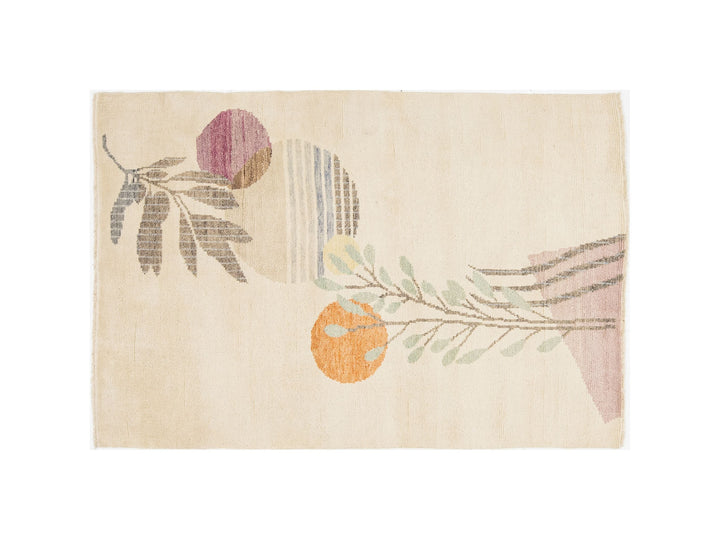Modern Art Deco Wool Rug 4 X 6