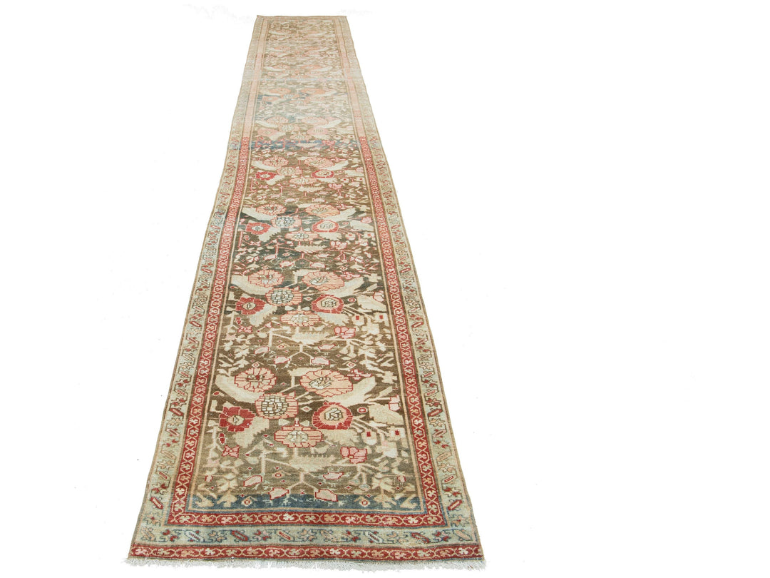 Antique Heriz Wool Runner 3 X 17