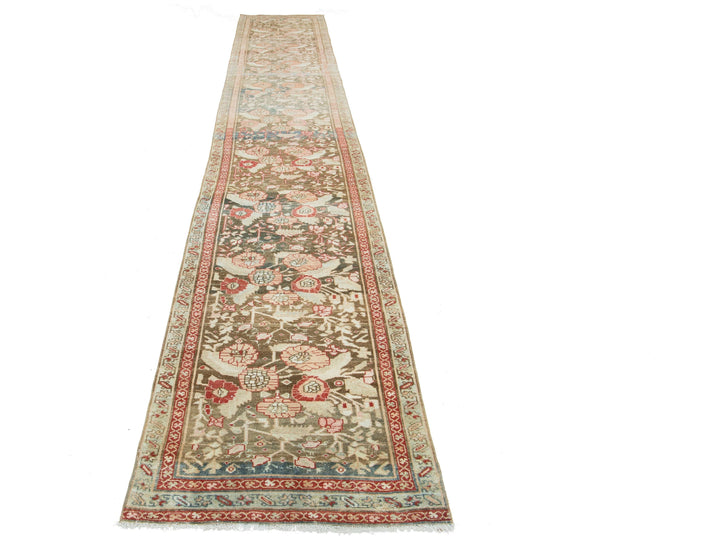 Antique Heriz Wool Runner 3 X 17