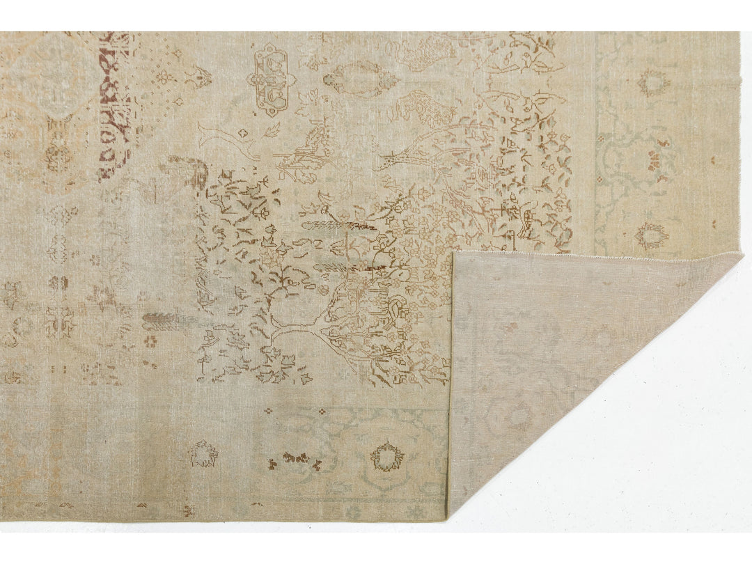Antique Tabriz Wool Rug 9 X 13