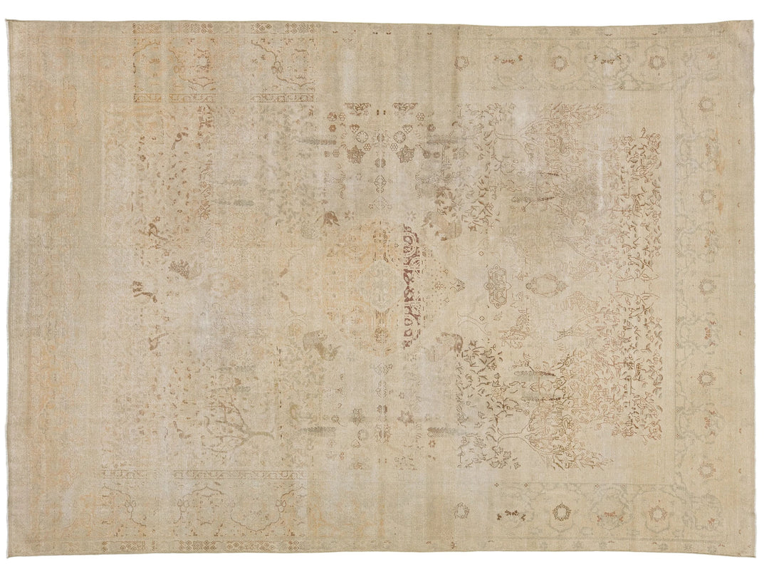 Antique Tabriz Wool Rug 9 X 13