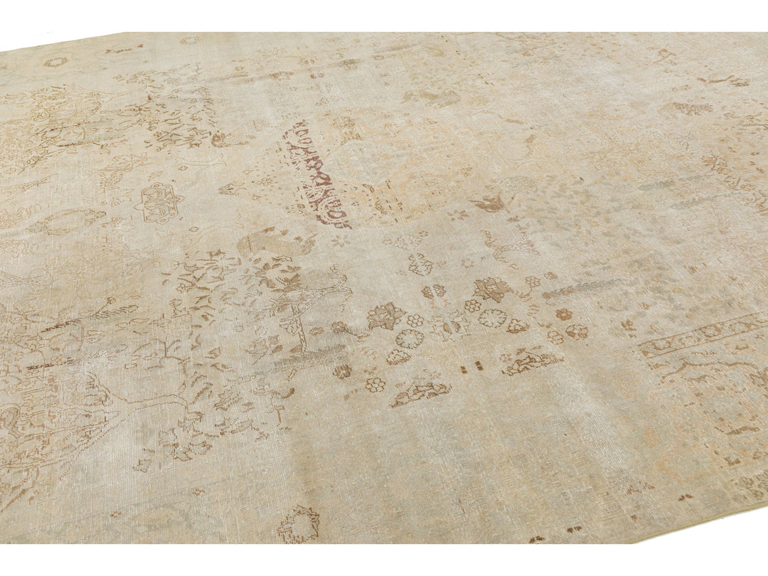 Antique Tabriz Wool Rug 9 X 13