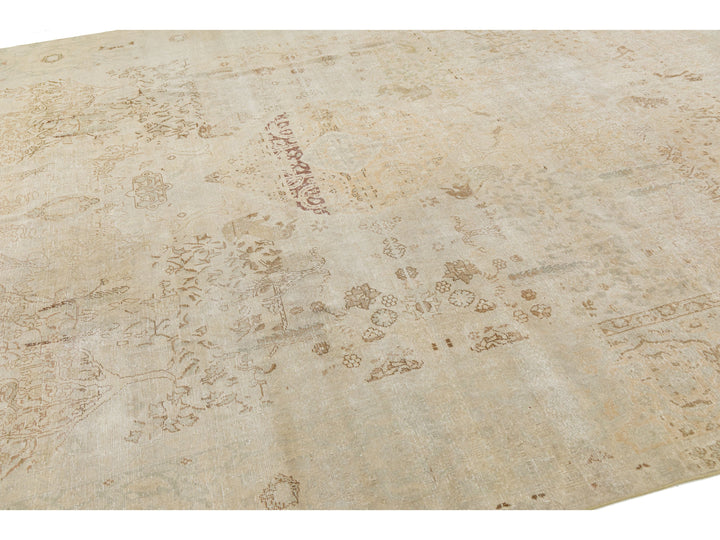 Antique Tabriz Wool Rug 9 X 13