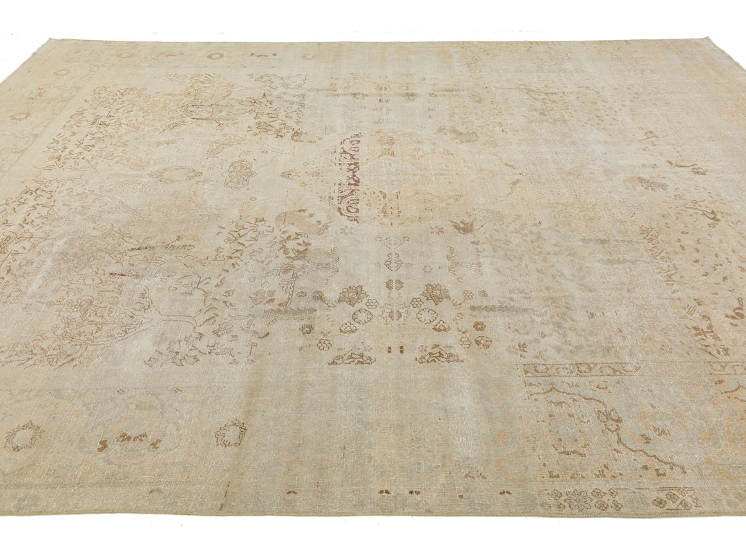 Antique Tabriz Wool Rug 9 X 13