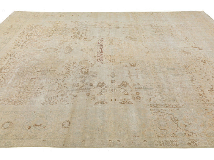 Antique Tabriz Wool Rug 9 X 13