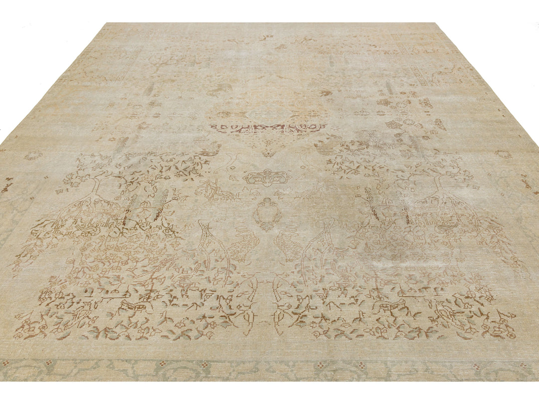 Antique Tabriz Wool Rug 9 X 13