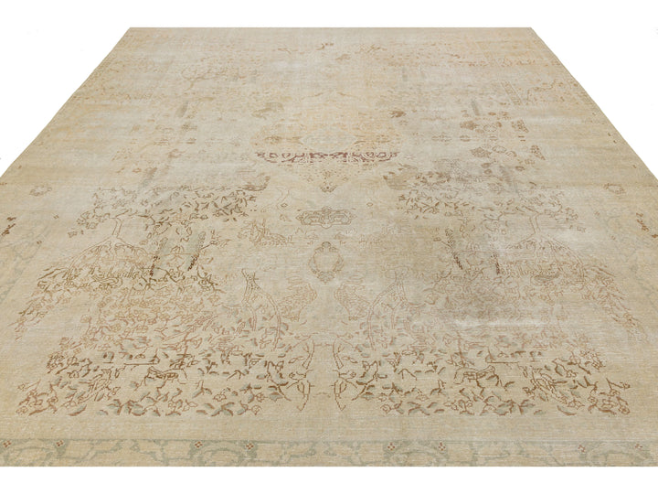 Antique Tabriz Wool Rug 9 X 13