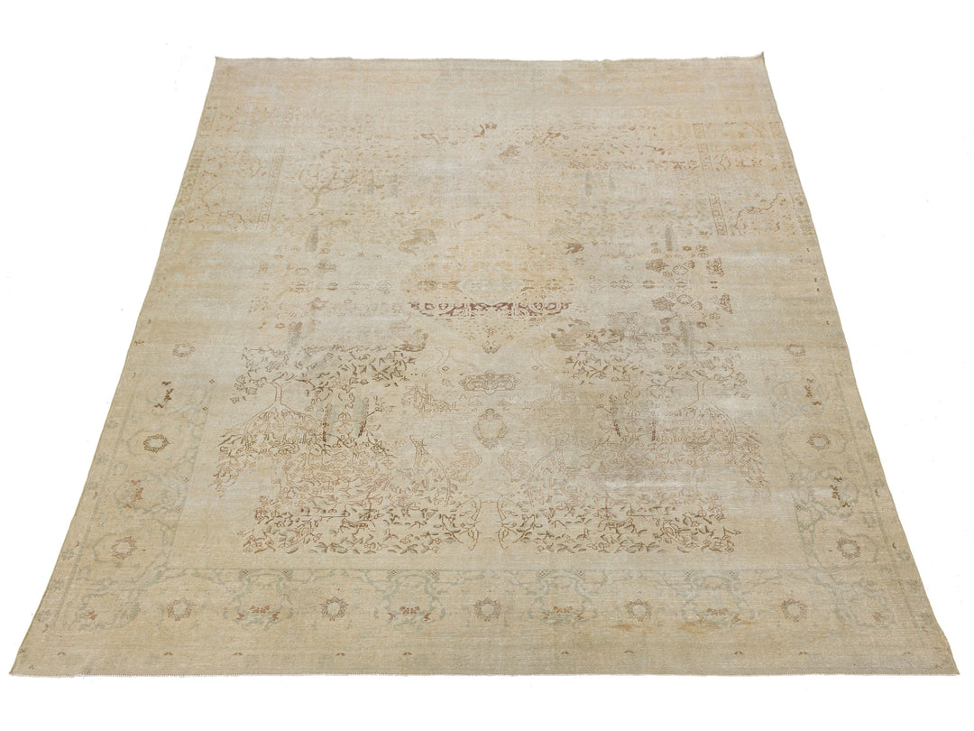 Antique Tabriz Wool Rug 9 X 13