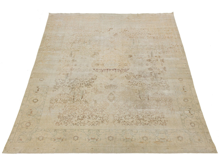 Antique Tabriz Wool Rug 9 X 13