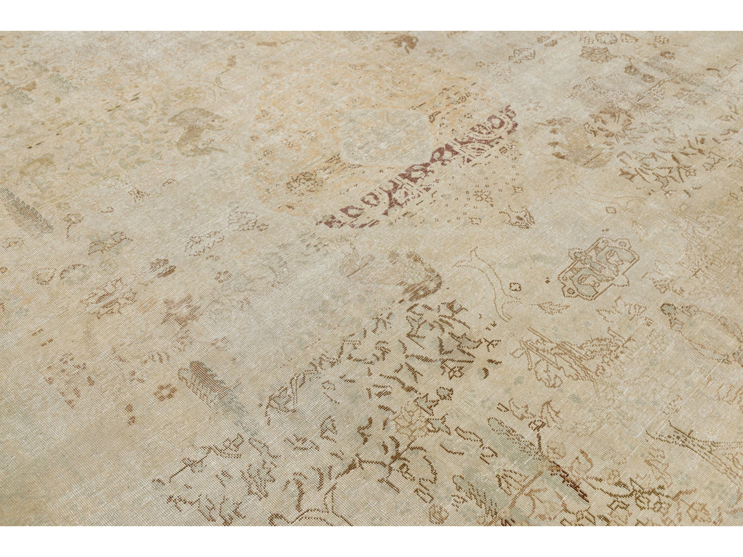Antique Tabriz Wool Rug 9 X 13