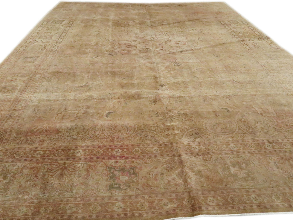 Antique Tabriz Wool Rug 11 X 15