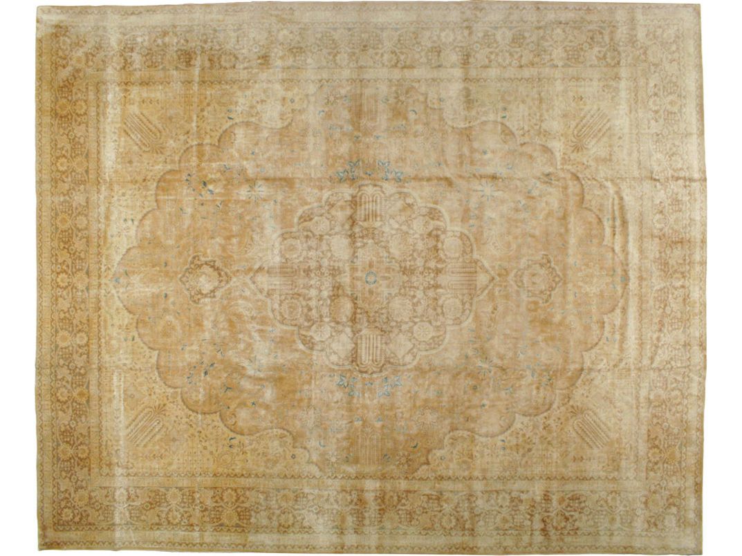 Antique Tabriz Wool Rug 13 X 16