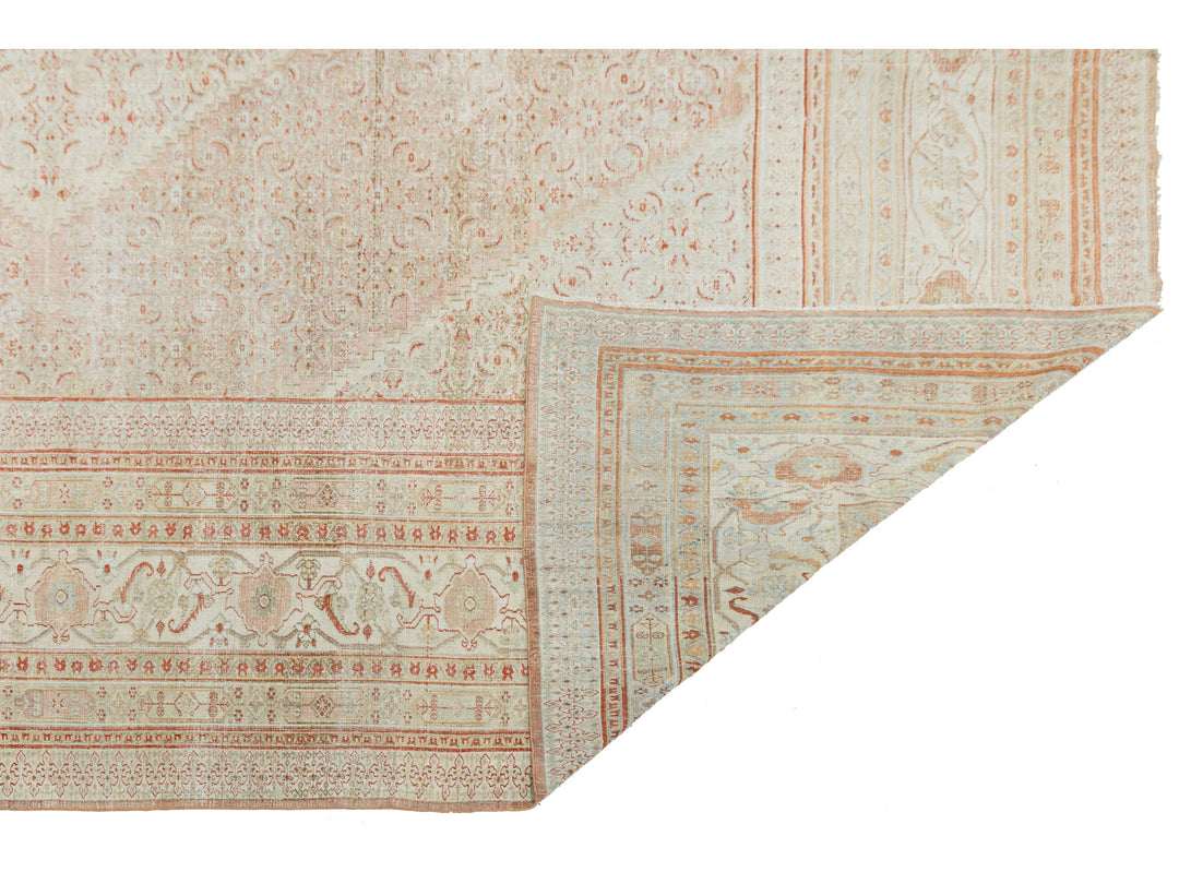 Antique Tabriz Wool Rug 12 X 13