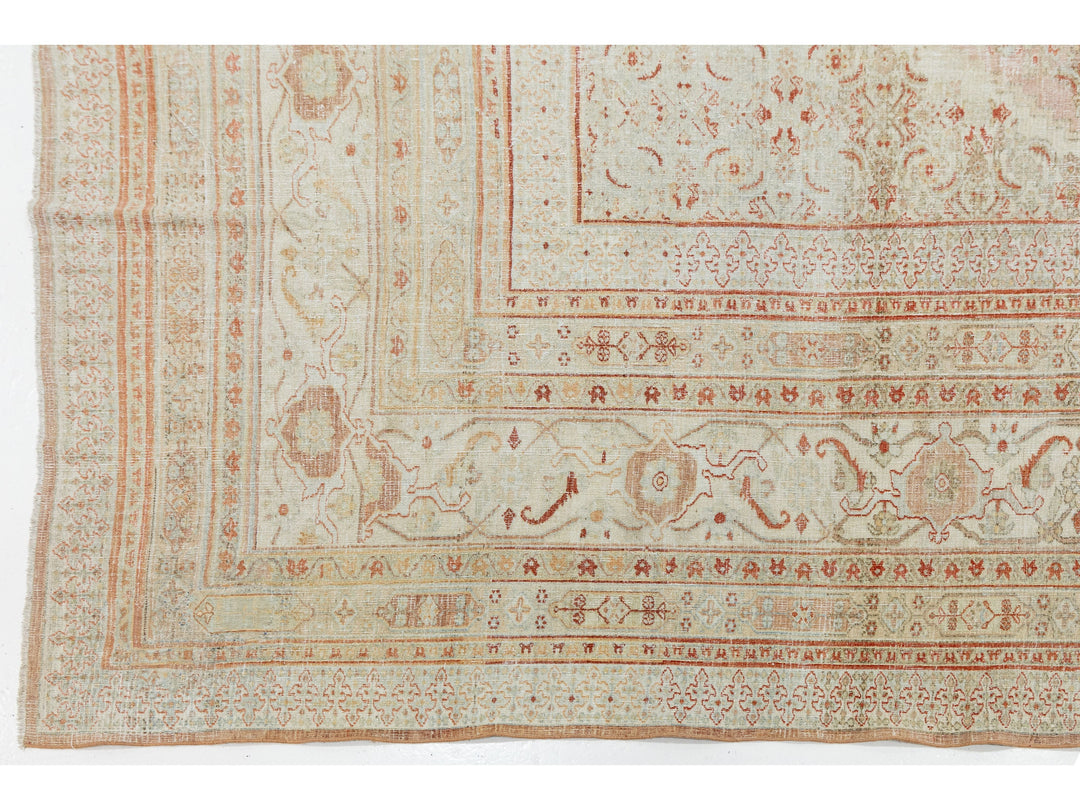 Antique Tabriz Wool Rug 12 X 13