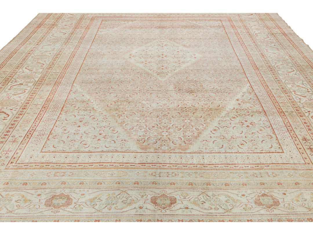 Antique Tabriz Wool Rug 12 X 13