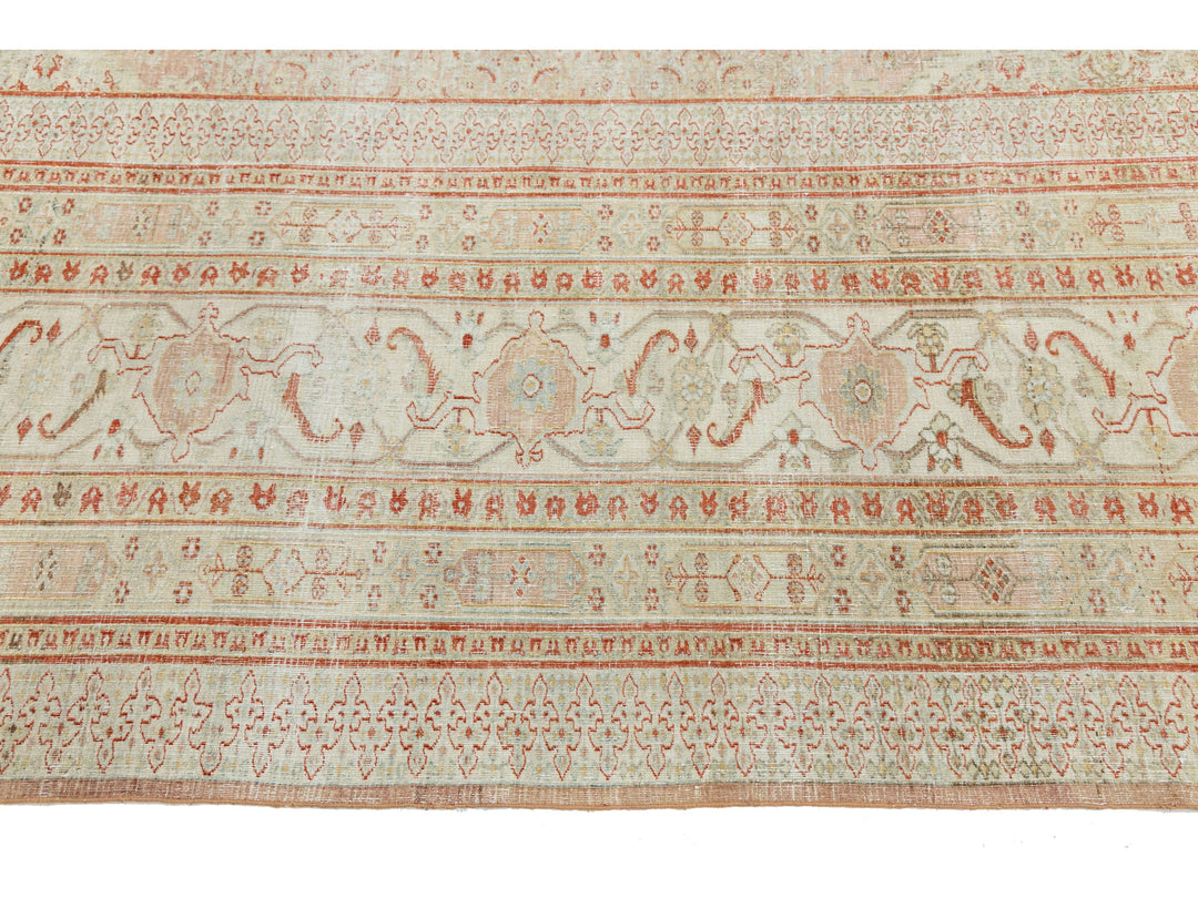 Antique Tabriz Wool Rug 12 X 13